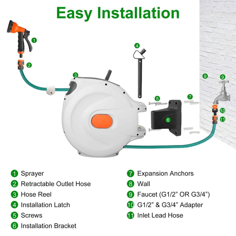 Wall Mounted Automatic Retractable Garden Hose Reel Garden & Patio - DailySale