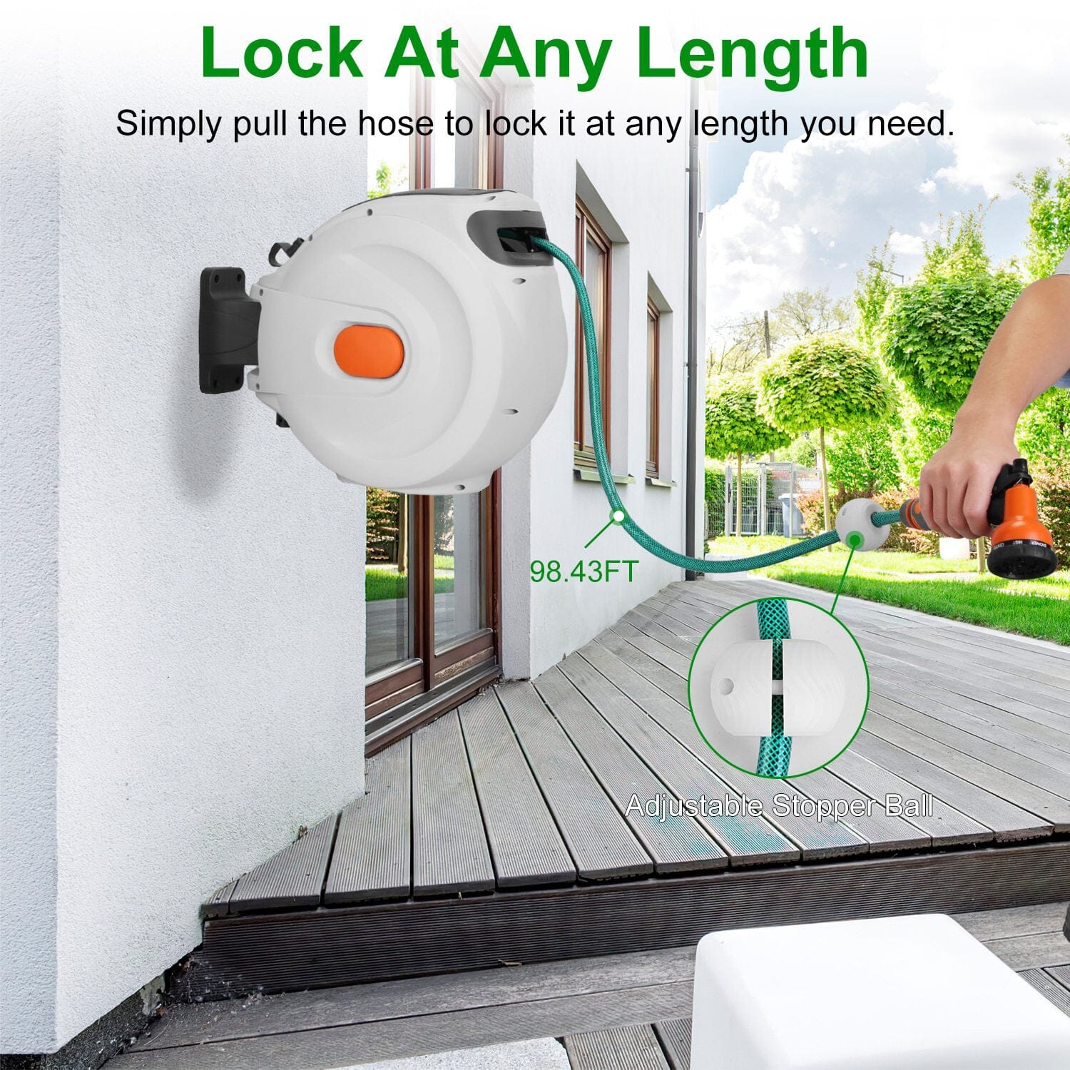 Wall Mounted Automatic Retractable Garden Hose Reel Garden & Patio - DailySale