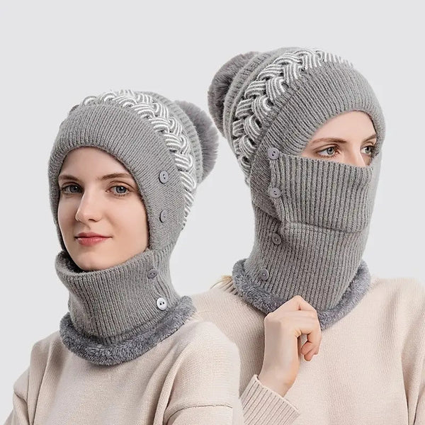 Warm Knitted Beanie Hat and Neck Warmer Set Women's Shoes & Accessories - DailySale