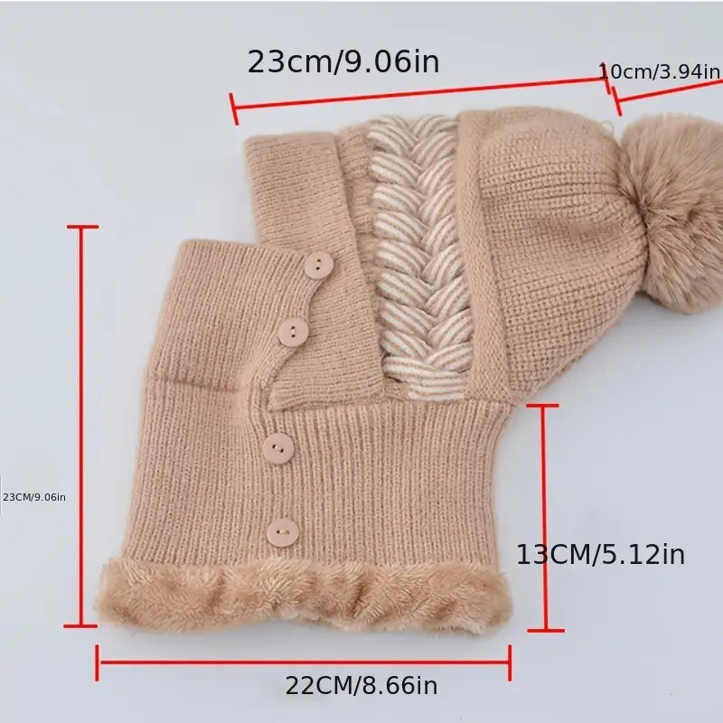 Warm Knitted Beanie Hat and Neck Warmer Set Women's Shoes & Accessories - DailySale