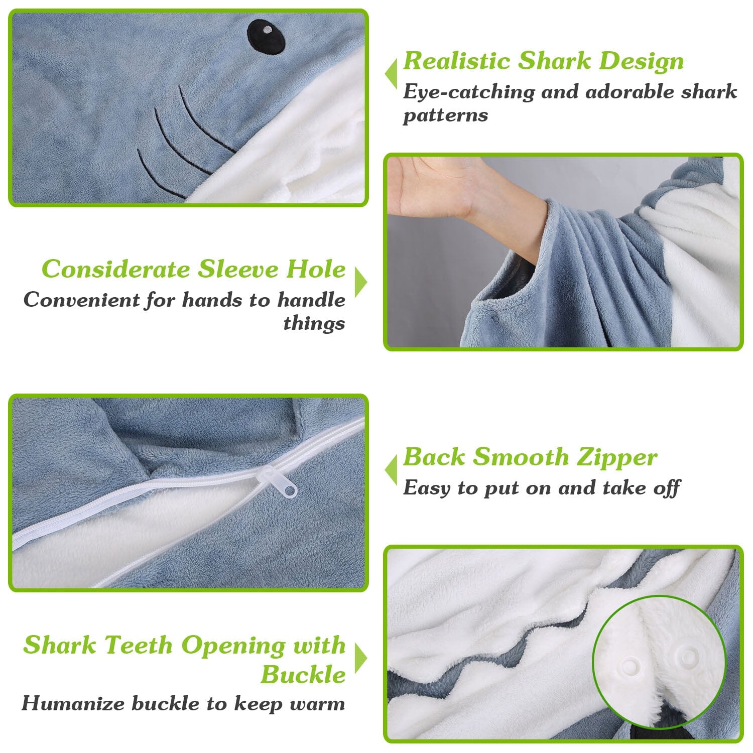 Wearable Shark Sleeping Bag Onezie with Zipper Bedding - DailySale