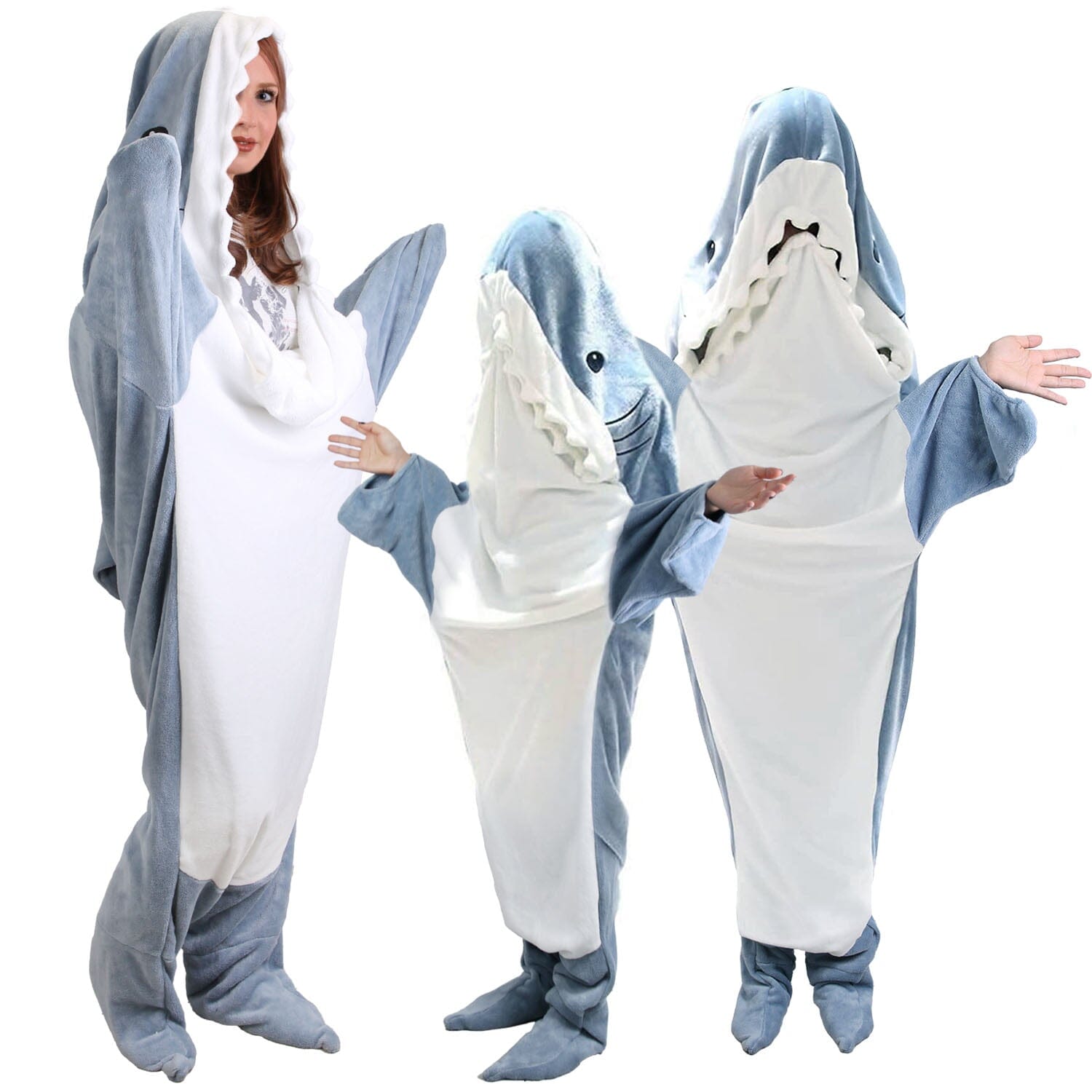 Wearable Shark Sleeping Bag Onezie with Zipper Bedding - DailySale