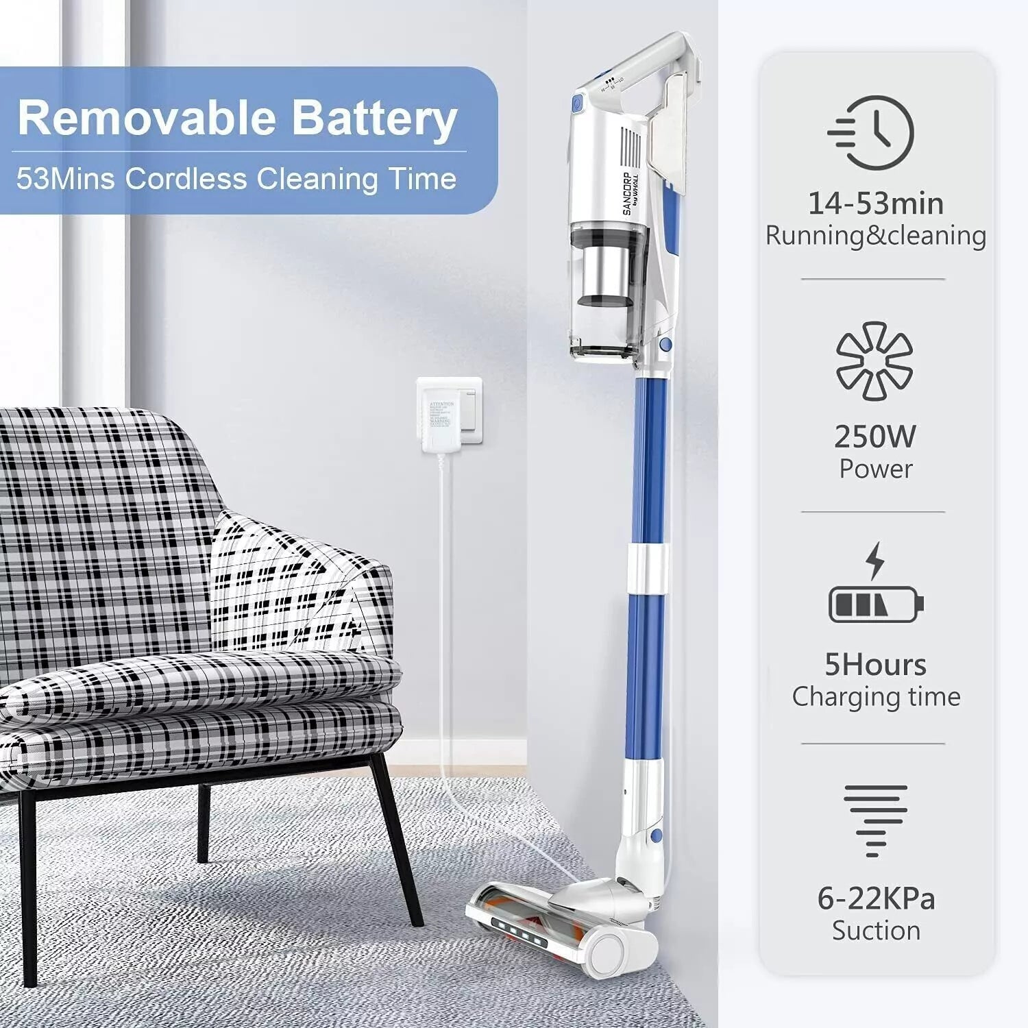 WHALL EV-691 Cordless Vacuum Cleaner 4-in-1 Foldable Cordless Stick (Refurbished) Household Appliances - DailySale