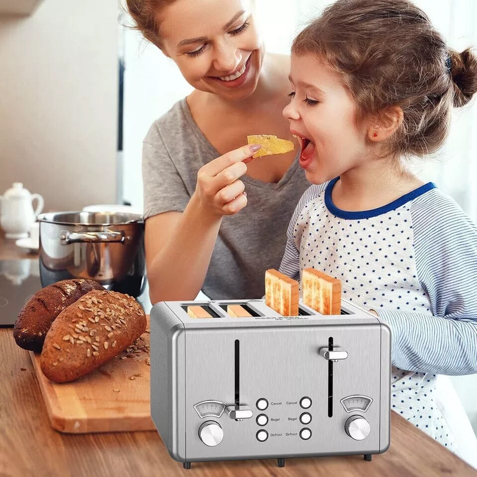 Whall KST023GU 4 Slice Toaster Whall Stainless Steel Toaster 1500W Kitchen Appliances - DailySale