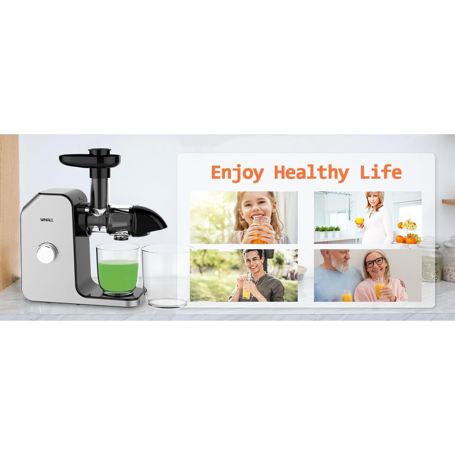 WHALL Masticating Juicer with Quiet Motor & Reverse Function Kitchen Appliances - DailySale