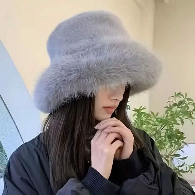PonPed Women's Winter Plush Bucket Hat Warm
