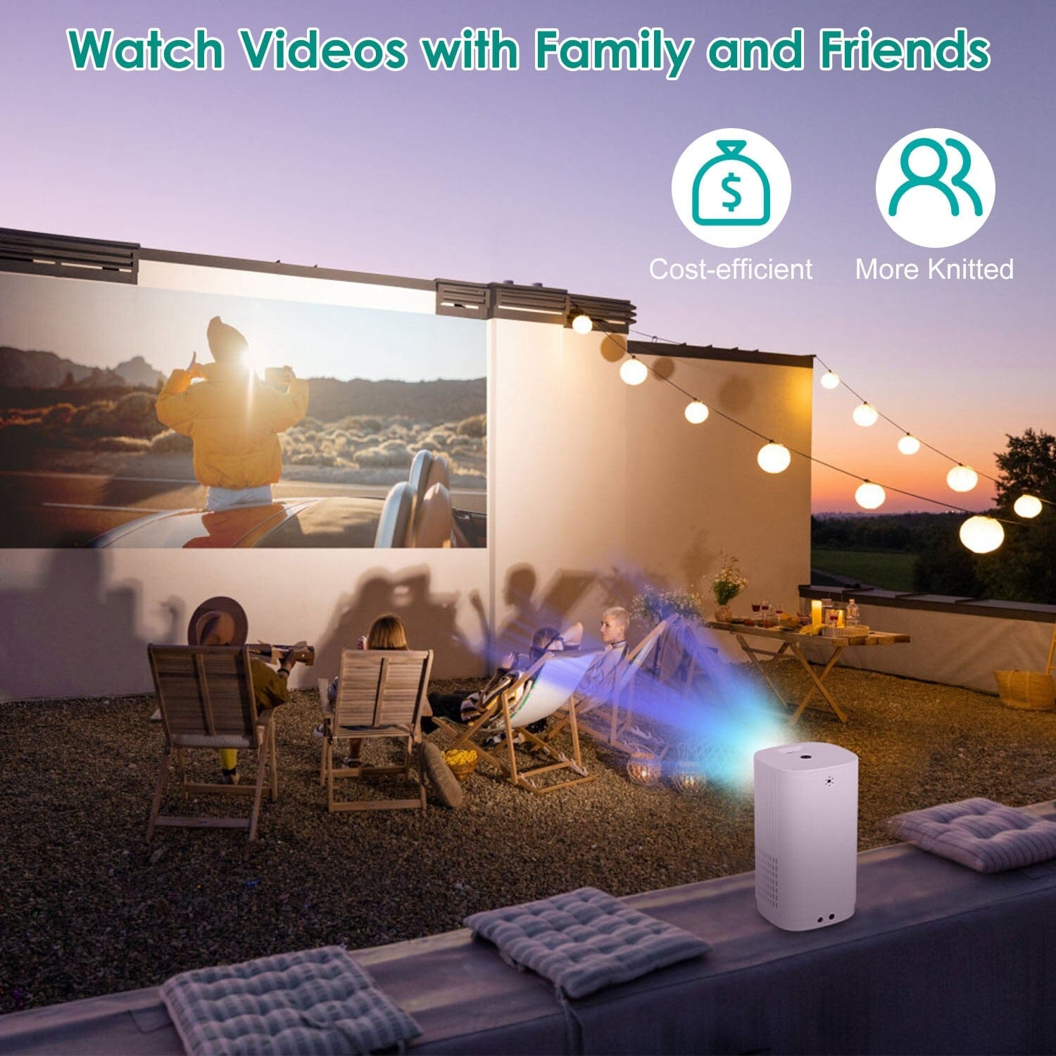 WiFi 1080P Projector Phone Projector Home Movie Projector Compatible with IOS Android iPads U Disk TV & Video - DailySale