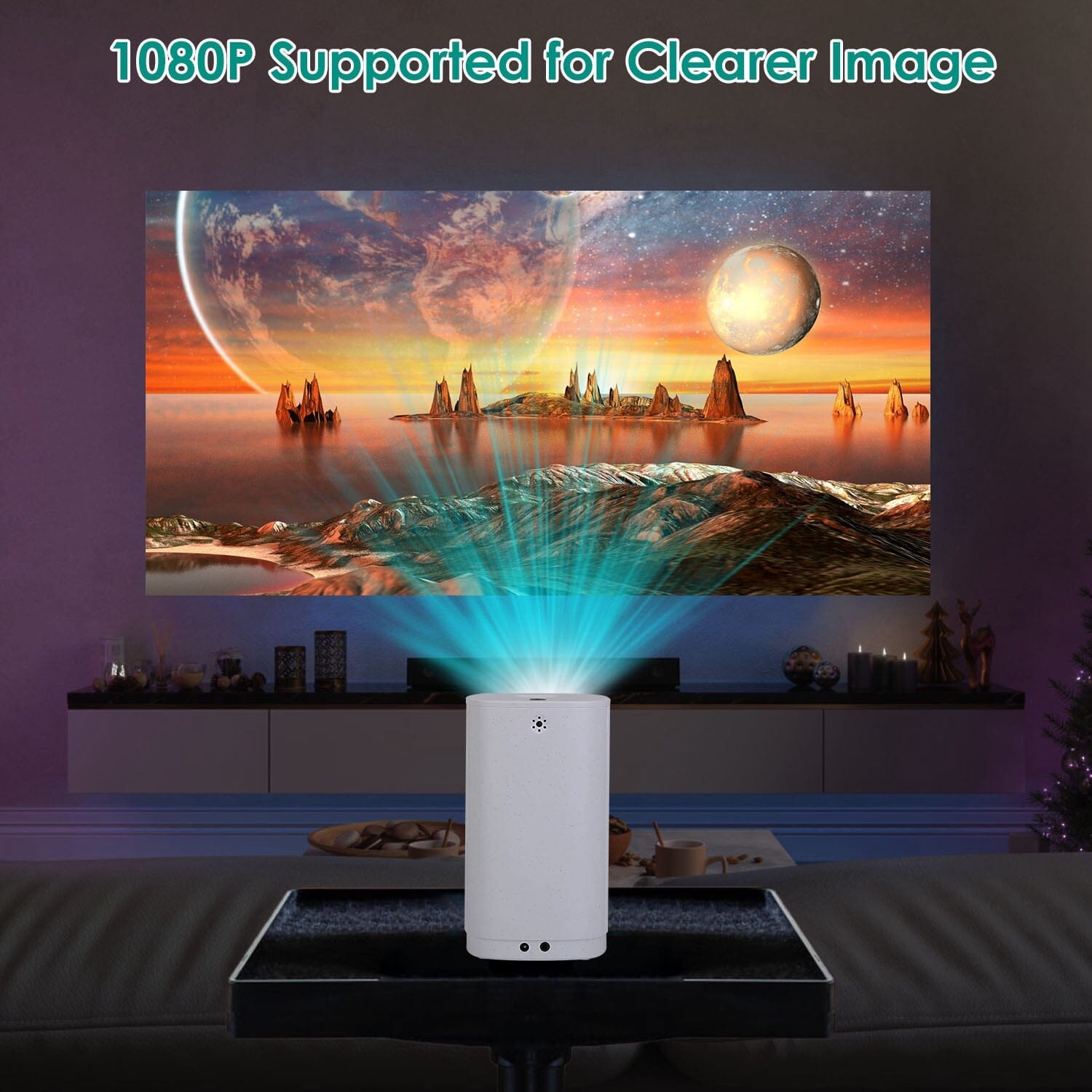 WiFi 1080P Projector Phone Projector Home Movie Projector Compatible with IOS Android iPads U Disk TV & Video - DailySale