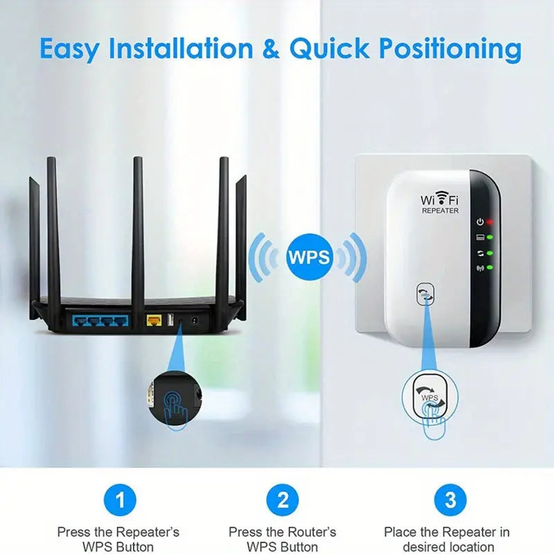 WiFi Long Range Amplifier Extender Signal Booster Wireless Internet Repeater with Ethernet Port Computer Accessories - DailySale