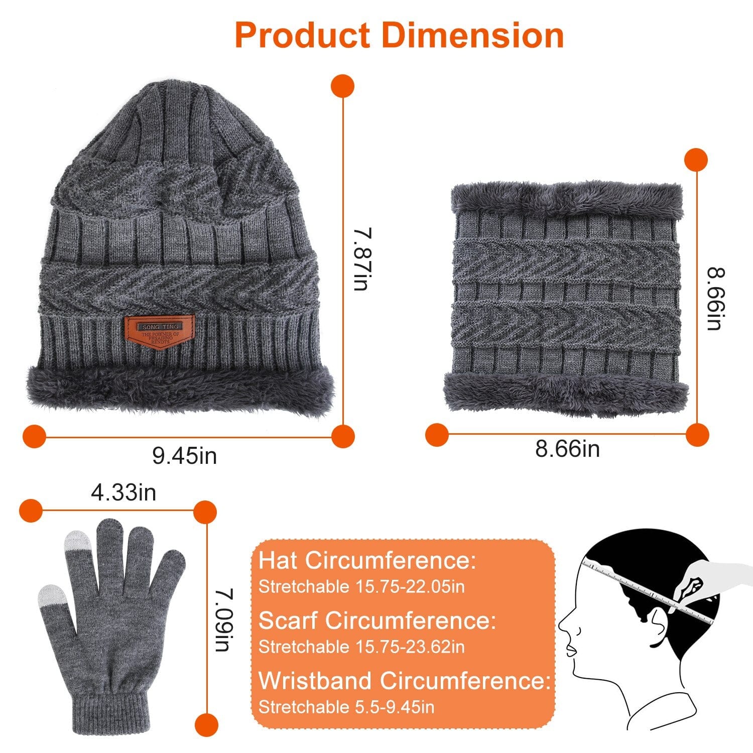 Winter Warm Beanie and Touch Screen Gloves Scarfs Set Sports & Outdoors - DailySale