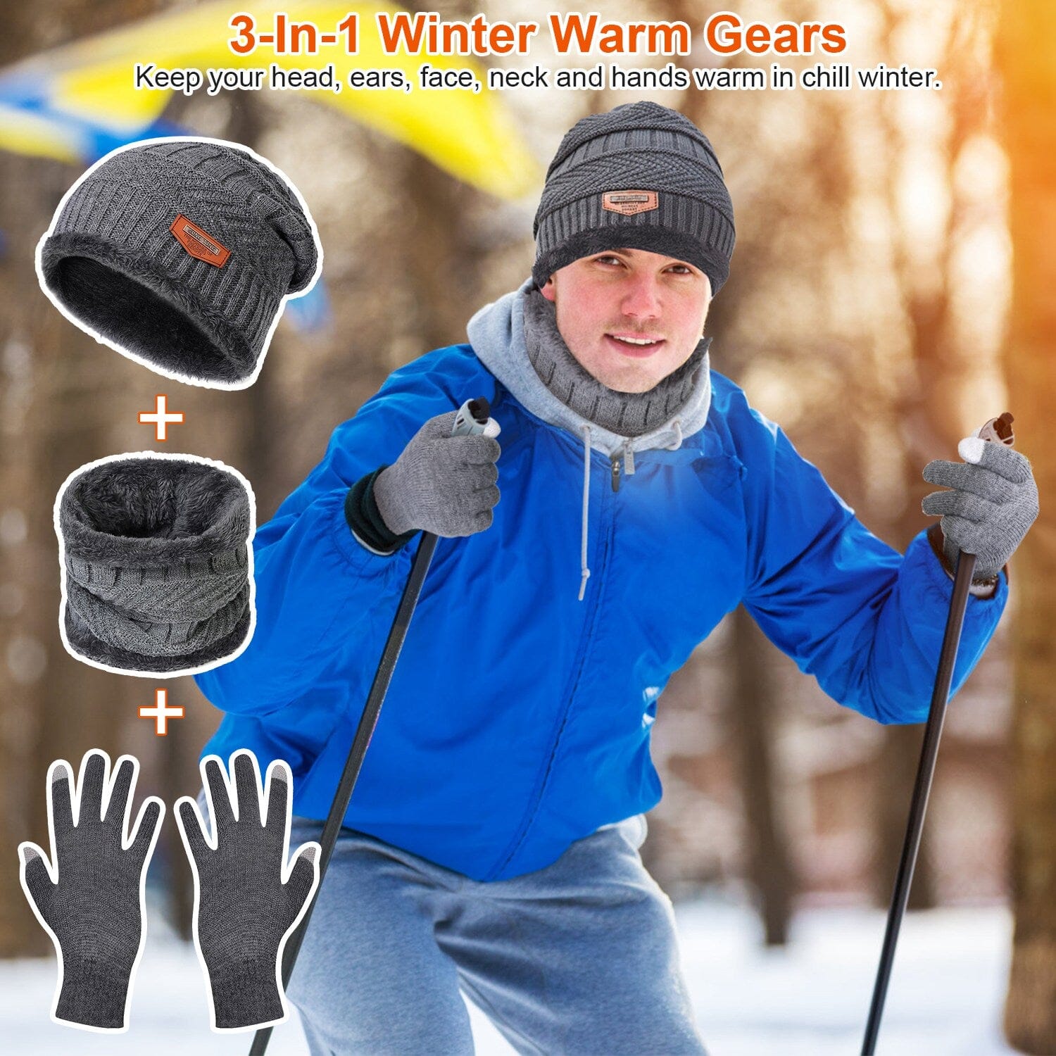 Winter Warm Beanie and Touch Screen Gloves Scarfs Set Sports & Outdoors - DailySale