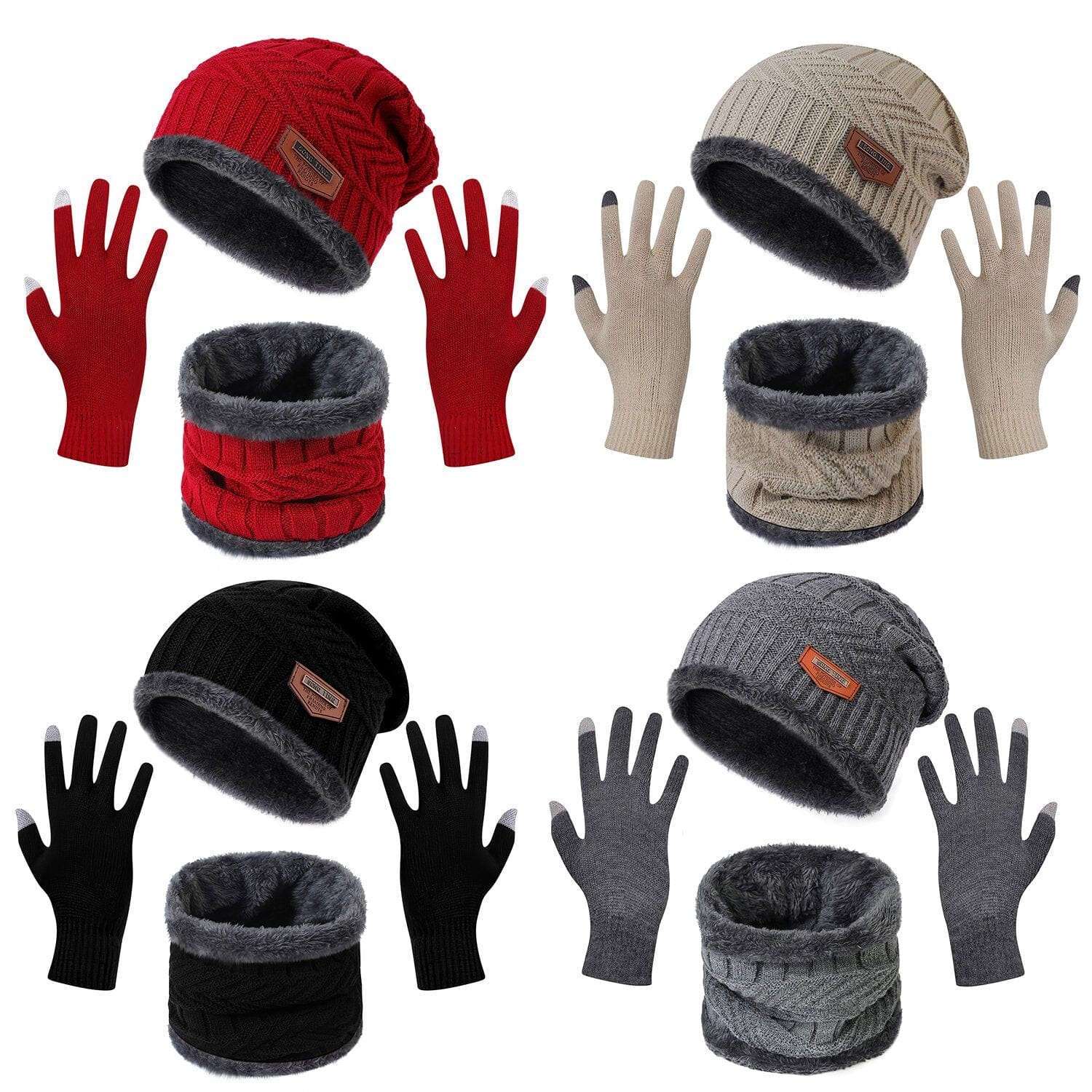 Winter Warm Beanie and Touch Screen Gloves Scarfs Set Sports & Outdoors - DailySale