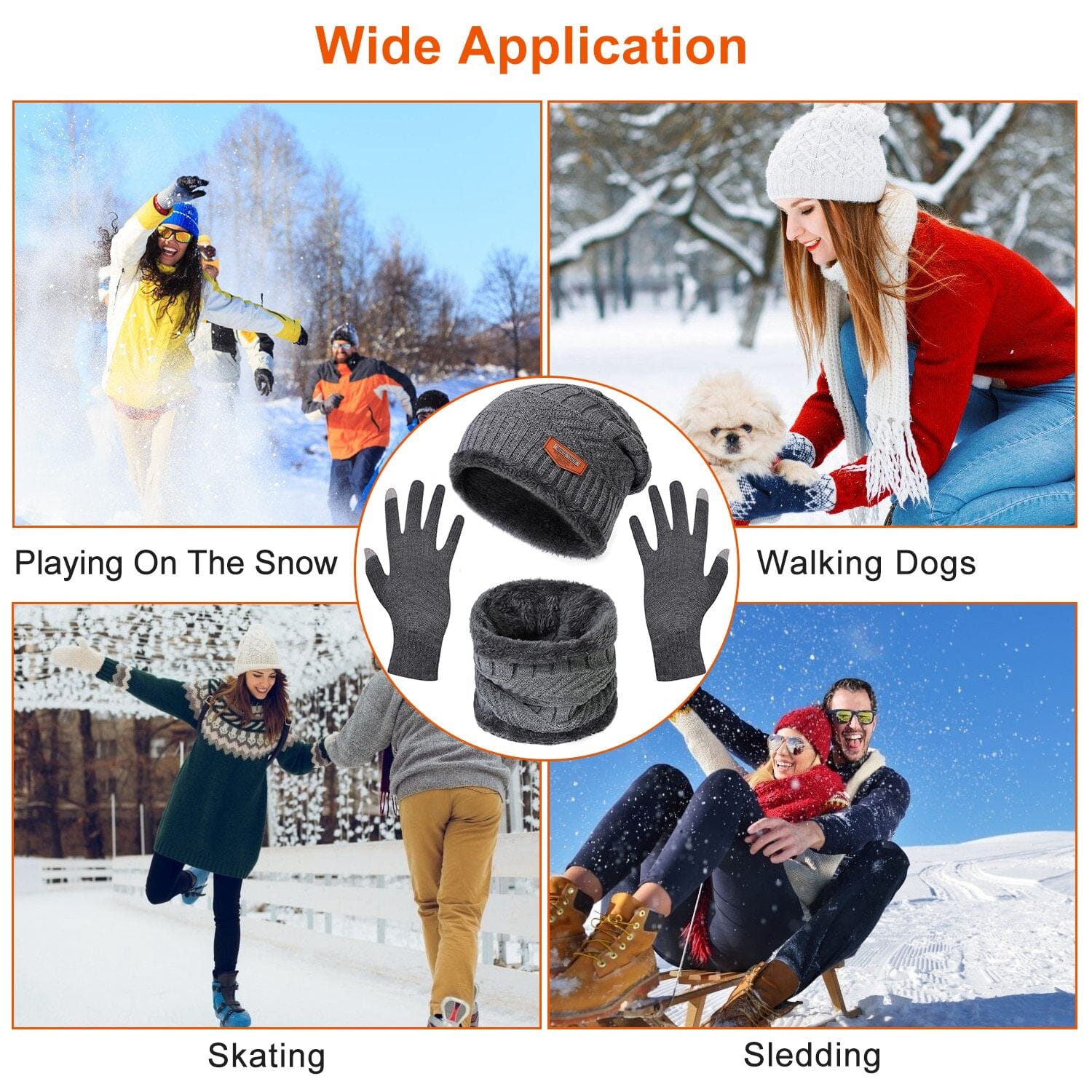 Winter Warm Beanie and Touch Screen Gloves Scarfs Set Sports & Outdoors - DailySale