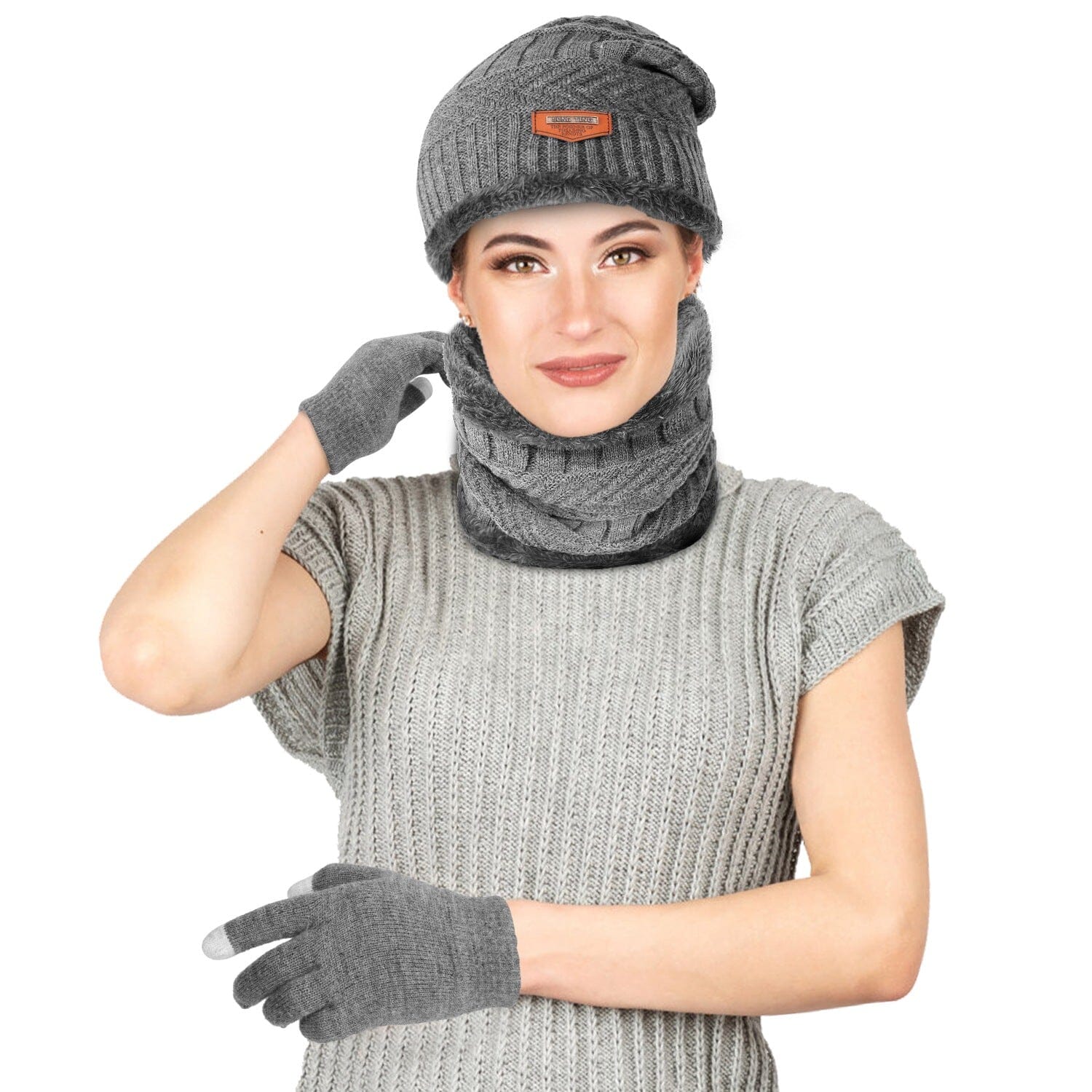 Winter Warm Beanie and Touch Screen Gloves Scarfs Set Sports & Outdoors - DailySale