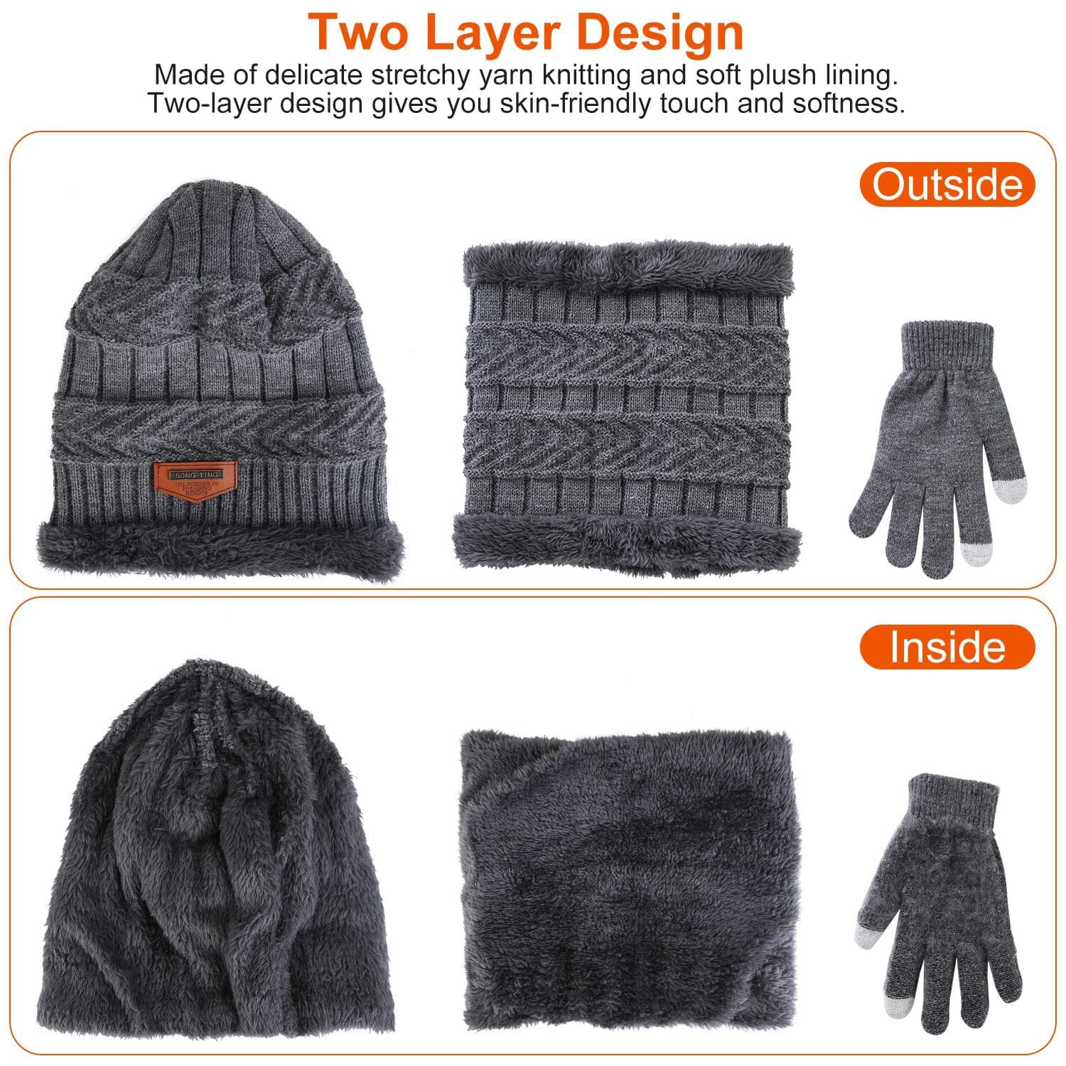 Winter Warm Beanie and Touch Screen Gloves Scarfs Set Sports & Outdoors - DailySale