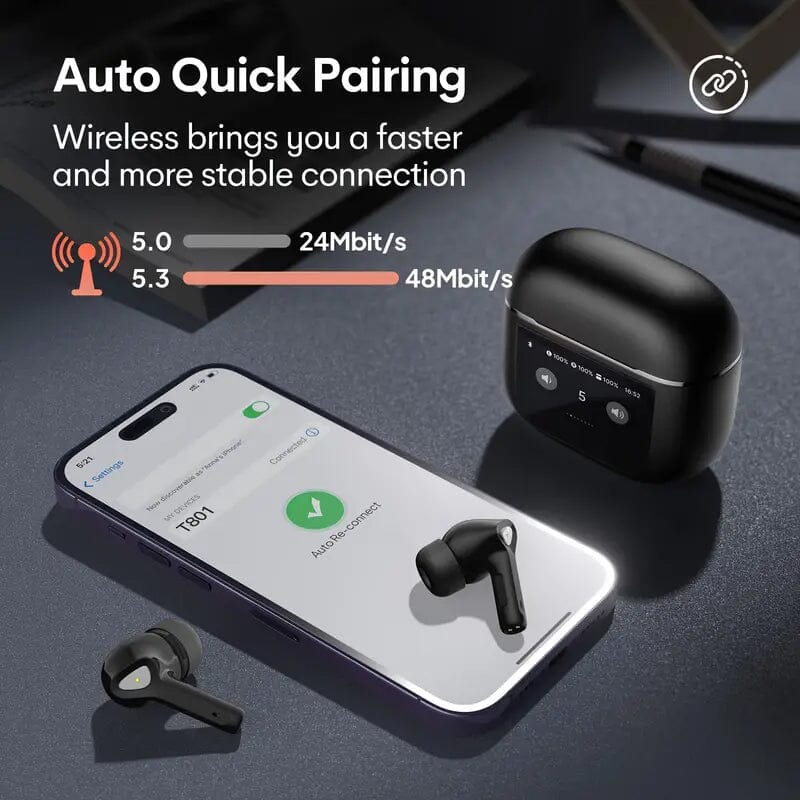 Wireless Earbuds with Smart Touch Screen Charging Case Headphones - DailySale