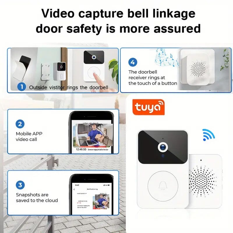 Wireless Smart Video Doorbell Camera with Night Vision and Motion Alerts Smart Home & Security - DailySale