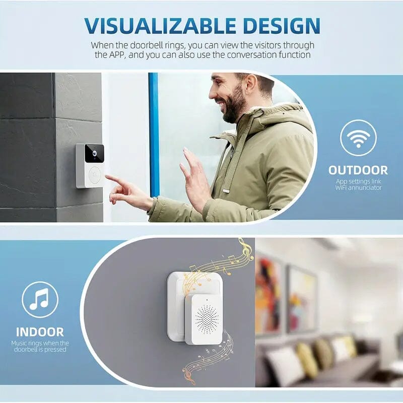 Wireless Smart Video Doorbell Camera with Night Vision and Motion Alerts Smart Home & Security - DailySale