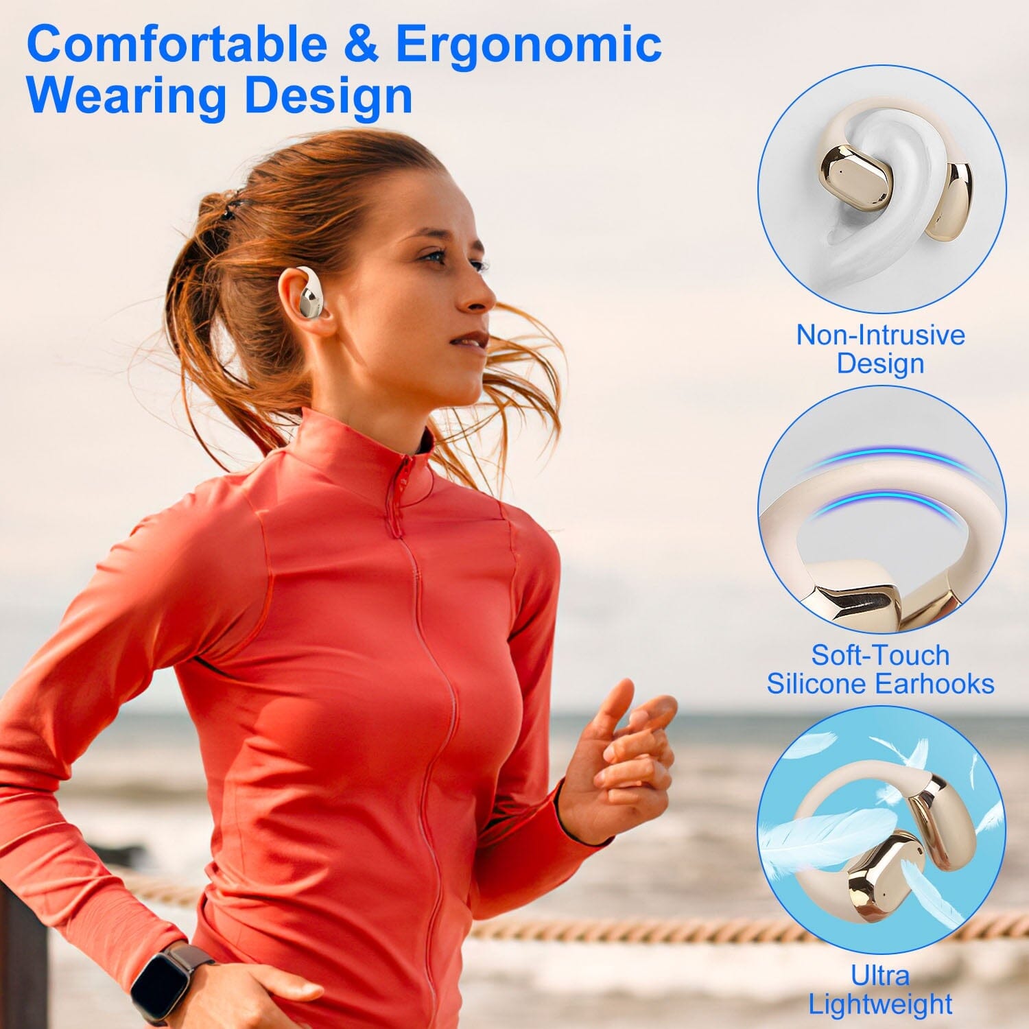 Wireless V5.4 Open Ear Earbuds with Earhook LED Display Charging Case Headphones - DailySale