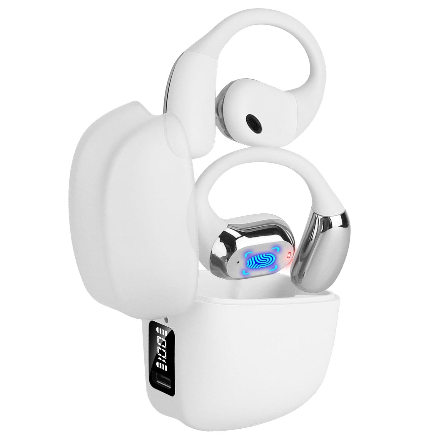 Wireless V5.4 Open Ear Earbuds with Earhook LED Display Charging Case Headphones White - DailySale