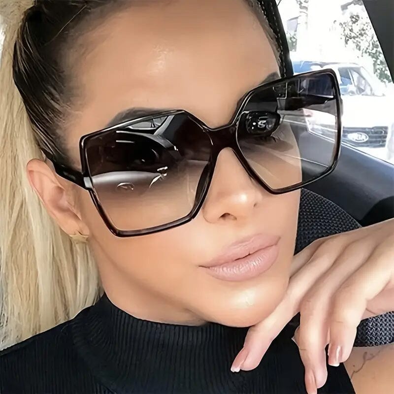 Women's Black Oversized PC Frame Glasses Sunglasses - DailySale