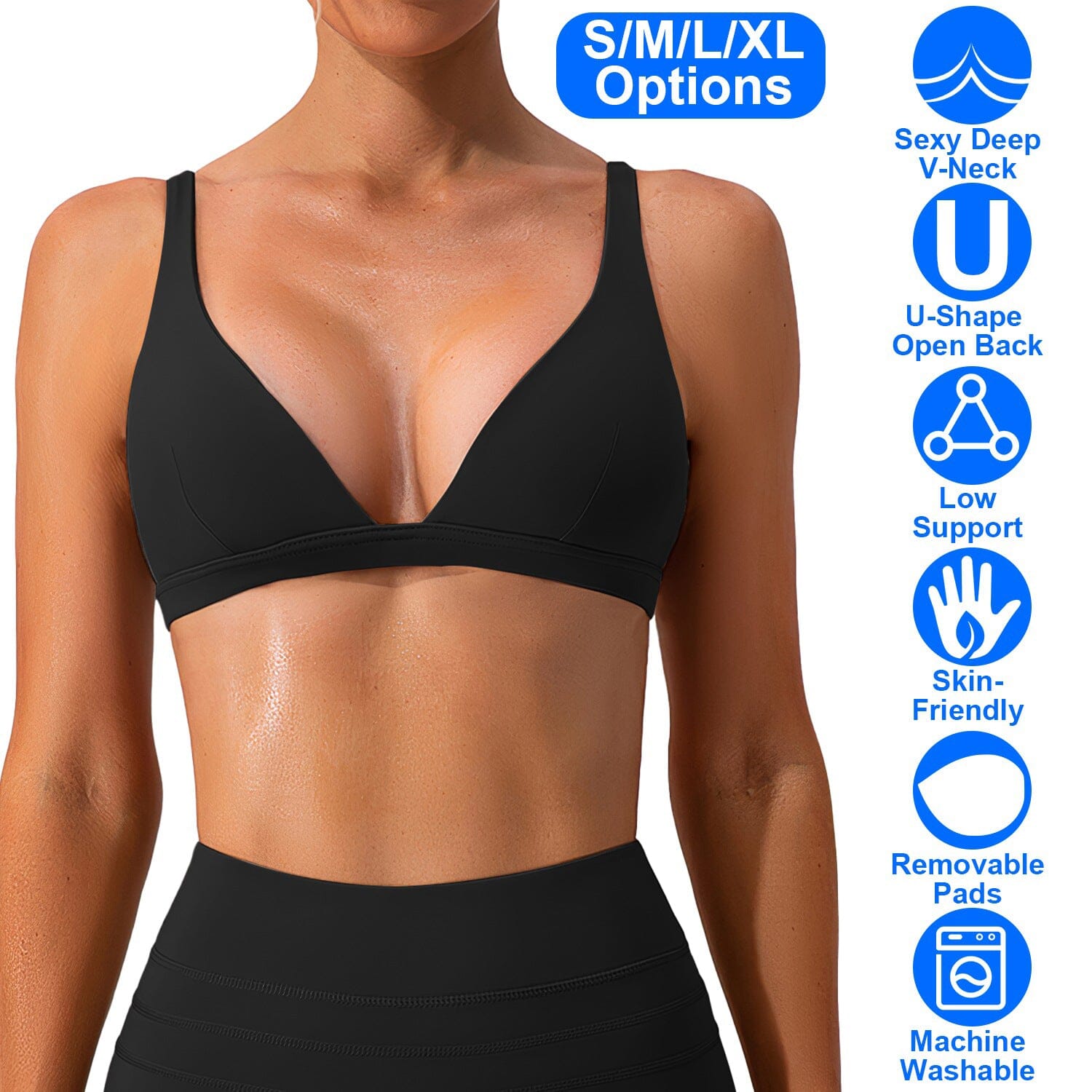 Women's Deep V-Neck U-Shaped Back Sports Bra Women's Swimwear & Lingerie - DailySale