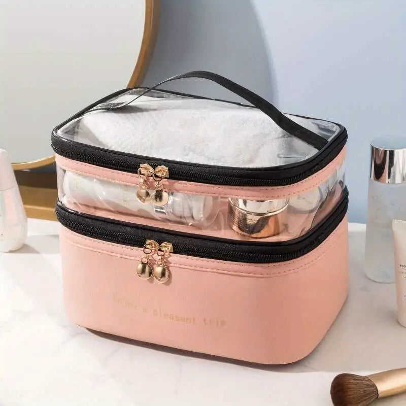 Women's Double Layer Makeup Bag Bags & Travel Pink - DailySale