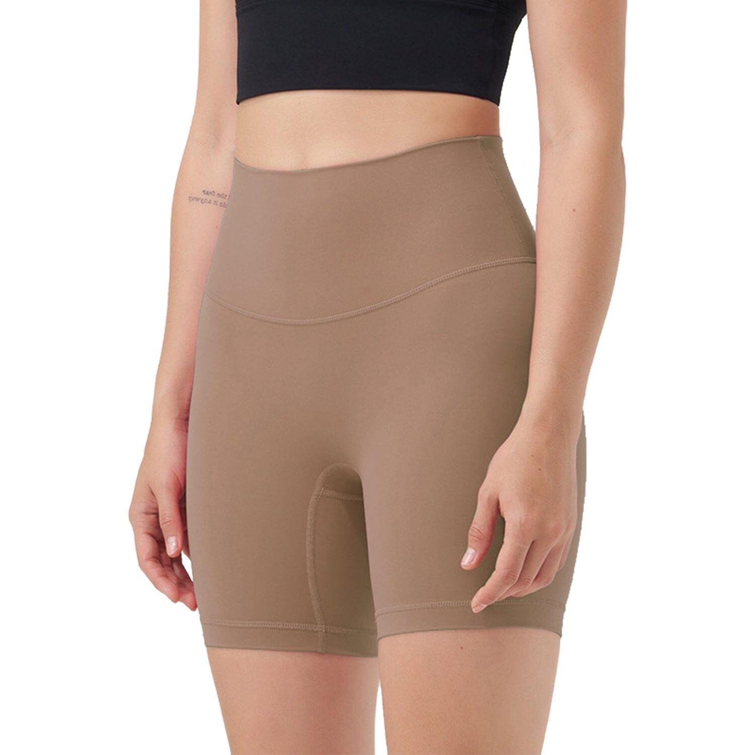 Women's High Waist Biker Shorts Women's Bottoms Coffee S - DailySale