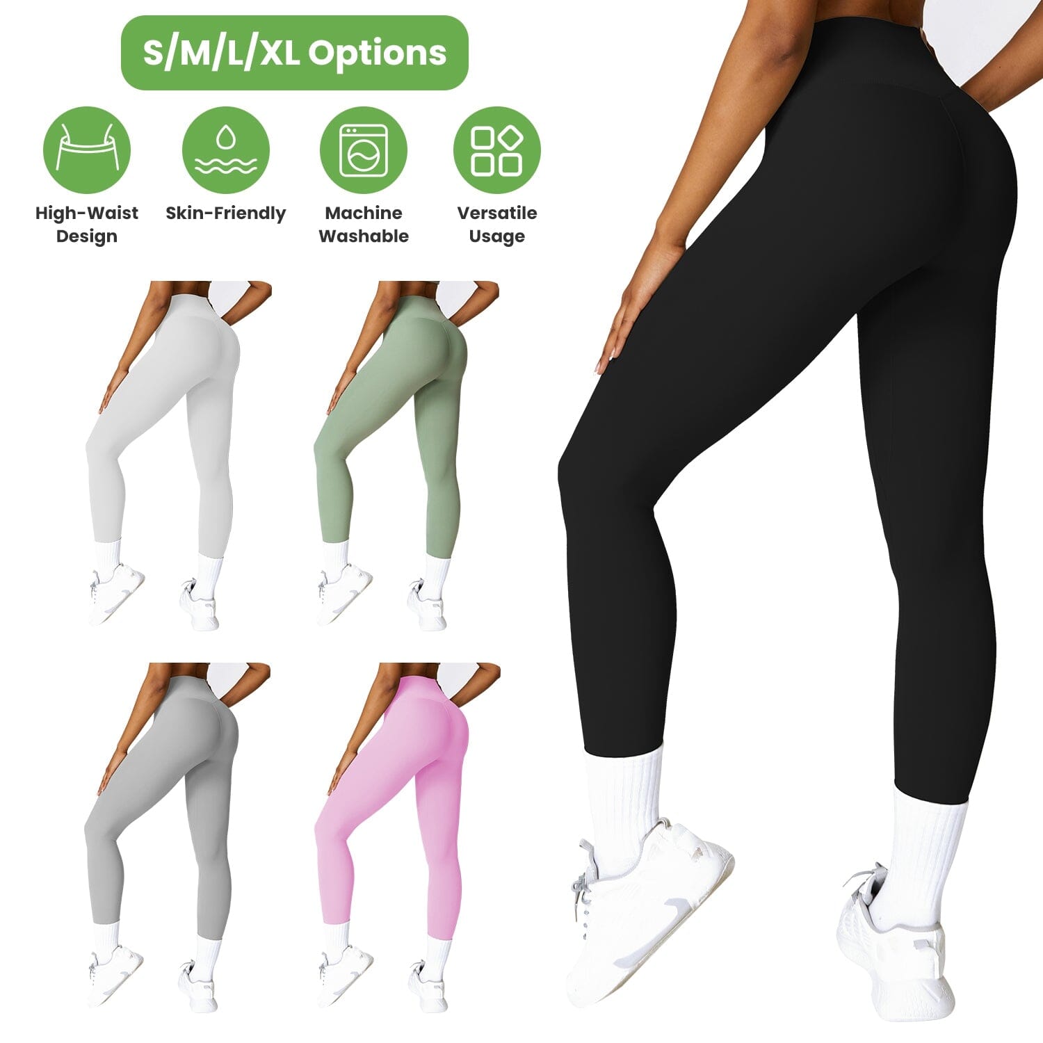 Women's High Waist Workout Leggings Tummy Control Compression with 25" Inseam No Front Seam Women's Bottoms - DailySale