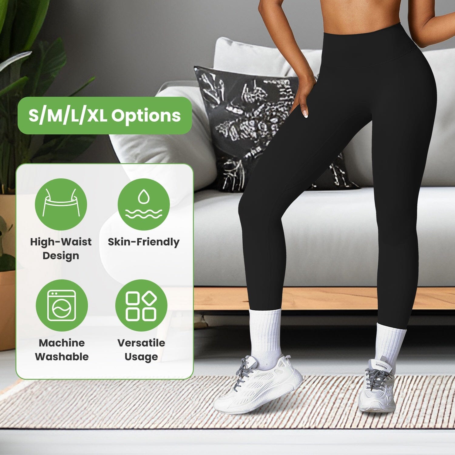 Women's High Waist Workout Leggings Tummy Control Compression with 25" Inseam No Front Seam Women's Bottoms - DailySale