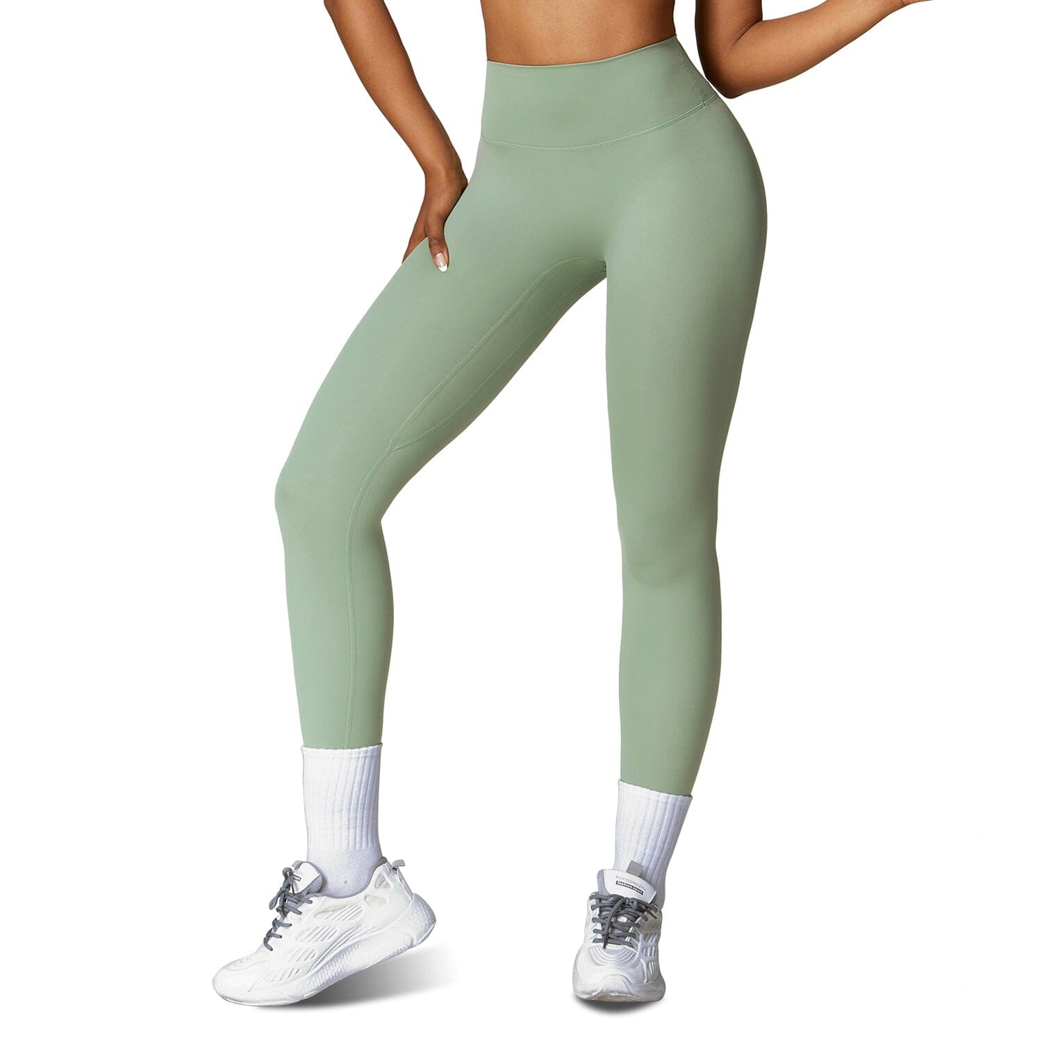 Women's High Waist Workout Leggings Tummy Control Compression with 25" Inseam No Front Seam Women's Bottoms Green S - DailySale