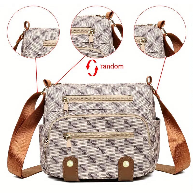 Women's Multi Pocket Plaid Pattern Crossbody Bag Bags & Travel Khaki - DailySale