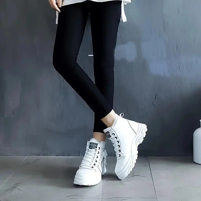 Women's Plush Lined Ankle Boots, Winter Warm Lace Up High Top Sneakers Women's Shoes & Accessories - DailySale