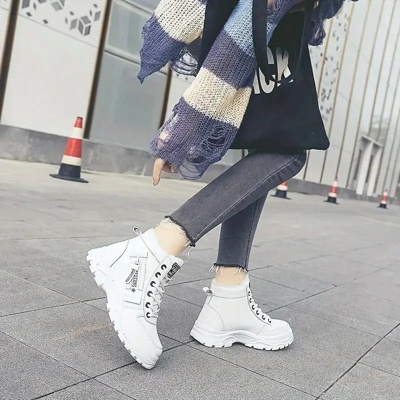 Women's Plush Lined Ankle Boots, Winter Warm Lace Up High Top Sneakers Women's Shoes & Accessories - DailySale