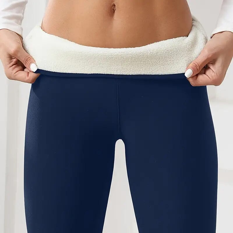 Women's Plush Lined Sherpa Leggings High-Stretch Yoga Pants Women's Bottoms Navy XS - DailySale