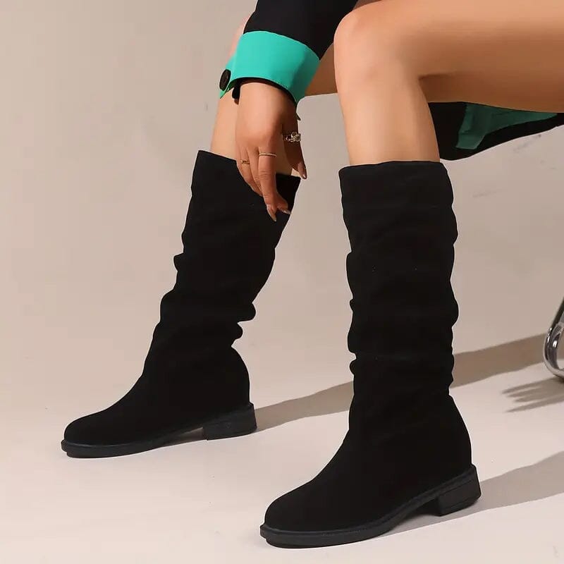 Women's Slouchy Mid Calf Boots Women's Shoes & Accessories Black 5 - DailySale