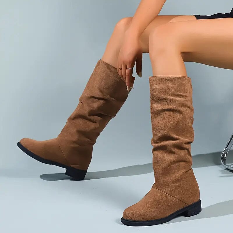 Women's Slouchy Mid Calf Boots Women's Shoes & Accessories Khaki 5 - DailySale