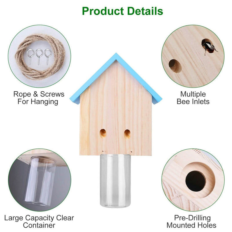 Wood Carpenter Bee Trap Outdoor Natural Pine Wood Pest Control - DailySale