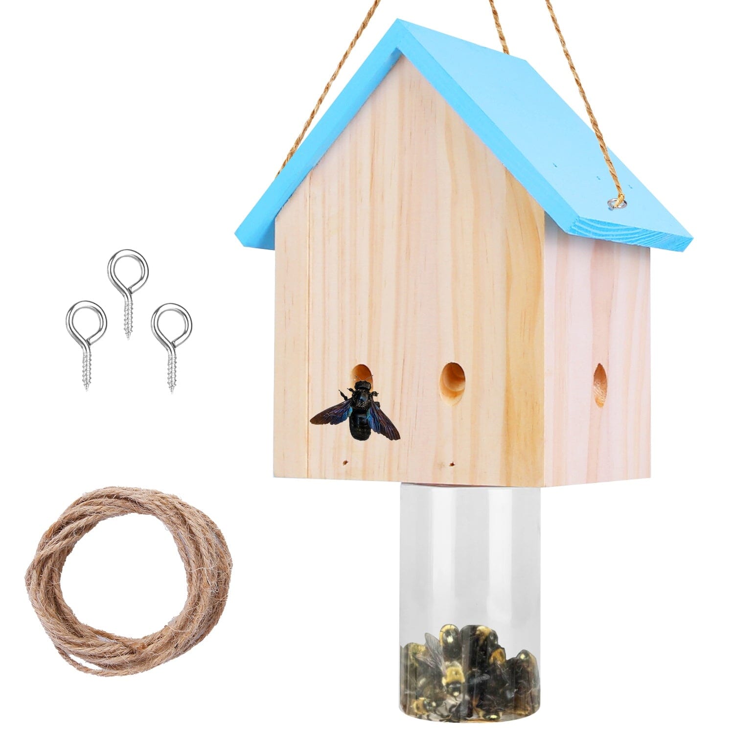 Wood Carpenter Bee Trap Outdoor Natural Pine Wood Pest Control - DailySale