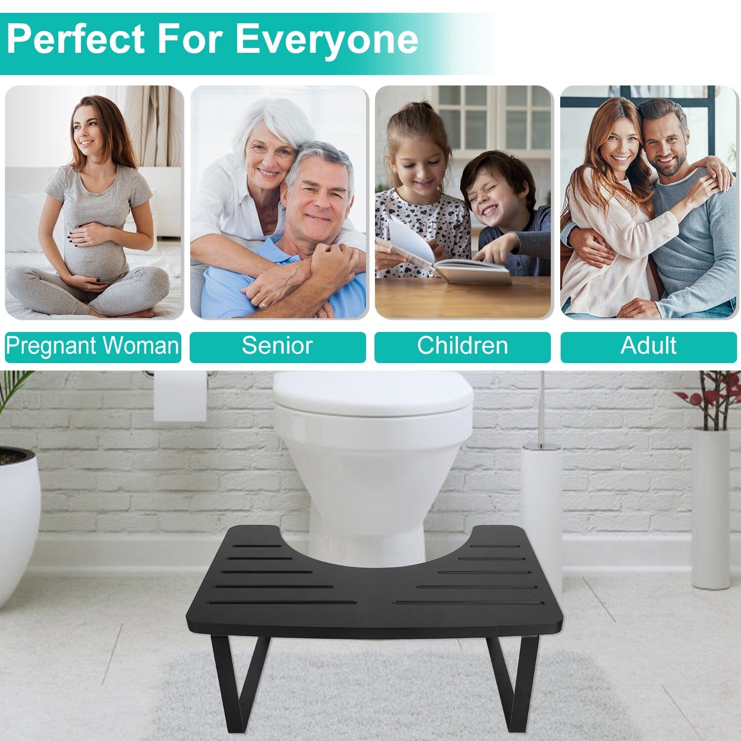 Wooden Metal Stool Height Bathroom Toilet Stool Bath - DailySale