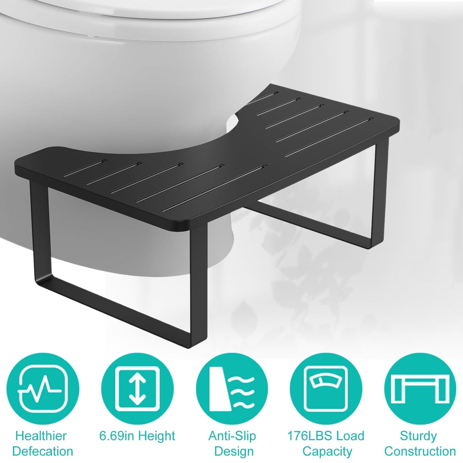 Wooden Metal Stool Height Bathroom Toilet Stool Bath - DailySale