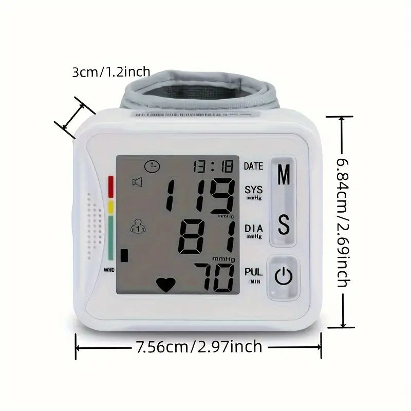 Wrist Blood Pressure Monitor with LCD Display, Adjustable Cuff with Irregular Heartbeat Detection Wellness - DailySale