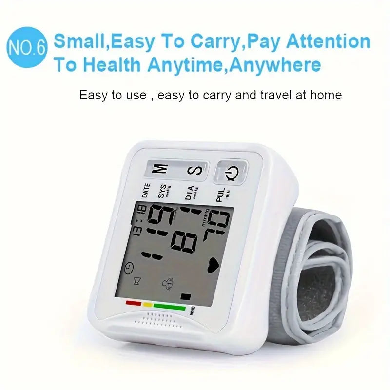 Wrist Blood Pressure Monitor with LCD Display, Adjustable Cuff with Irregular Heartbeat Detection Wellness - DailySale