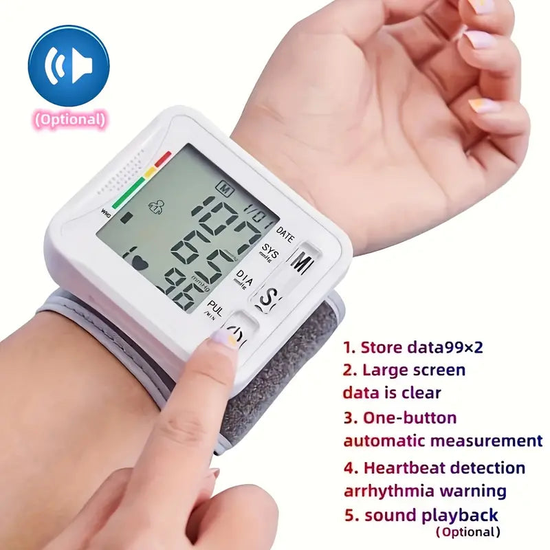 Wrist Blood Pressure Monitor with LCD Display, Adjustable Cuff with Irregular Heartbeat Detection Wellness - DailySale