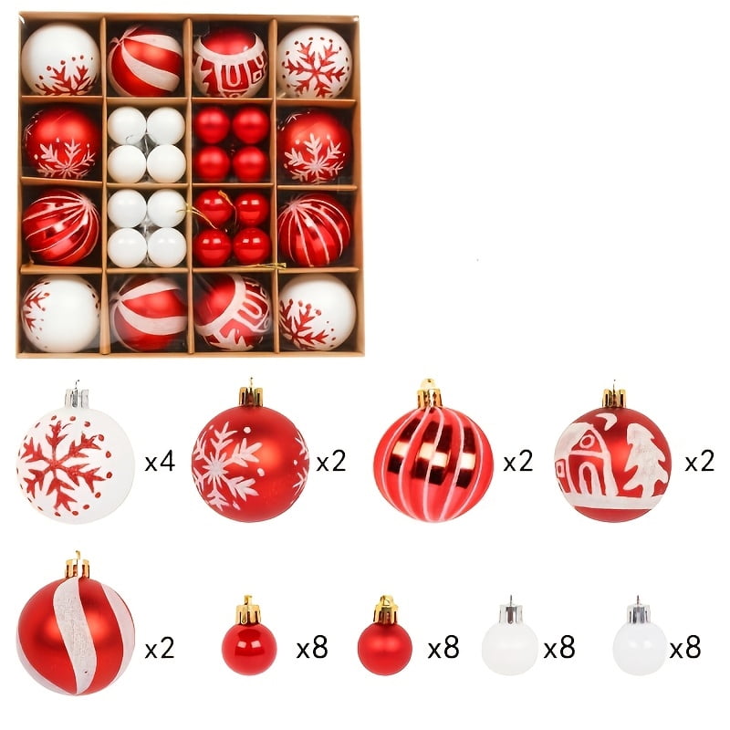 Red and White set contents with piece counts, 44 pieces