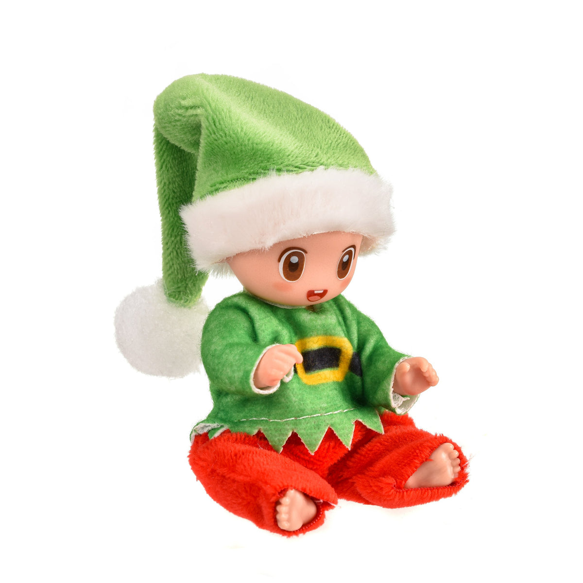 Set A: green elf doll with a buckle belt and red pants