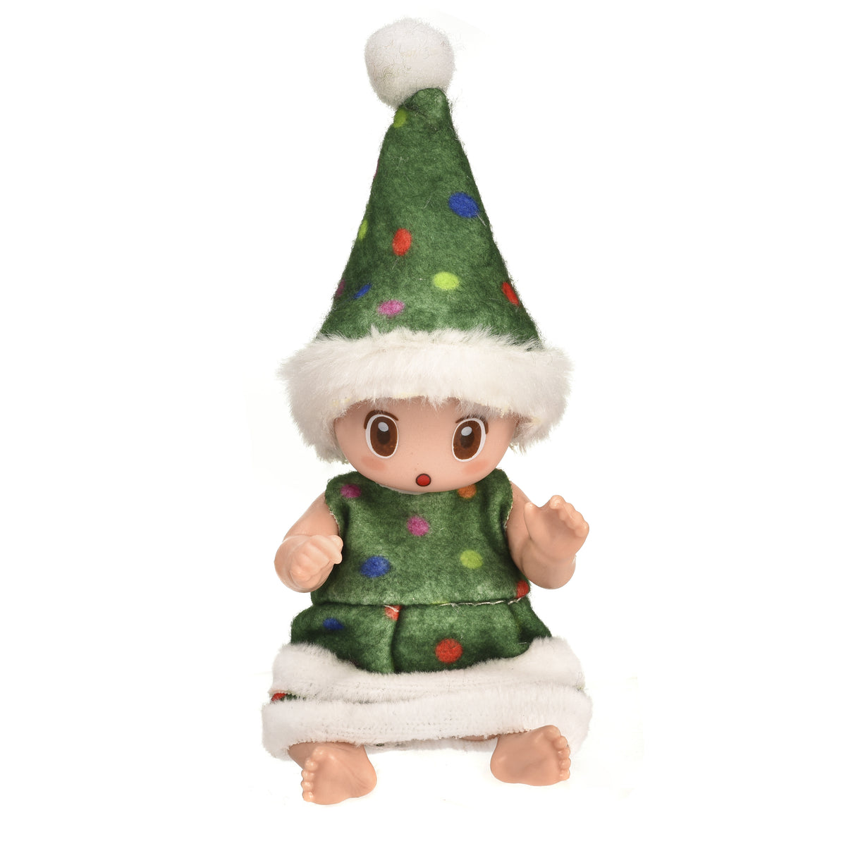 Set A: green Christmas tree doll with colored ornament dots
