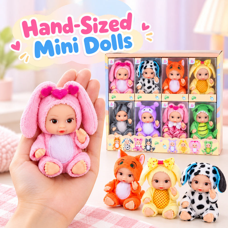 Hand holding one mini doll to show its size