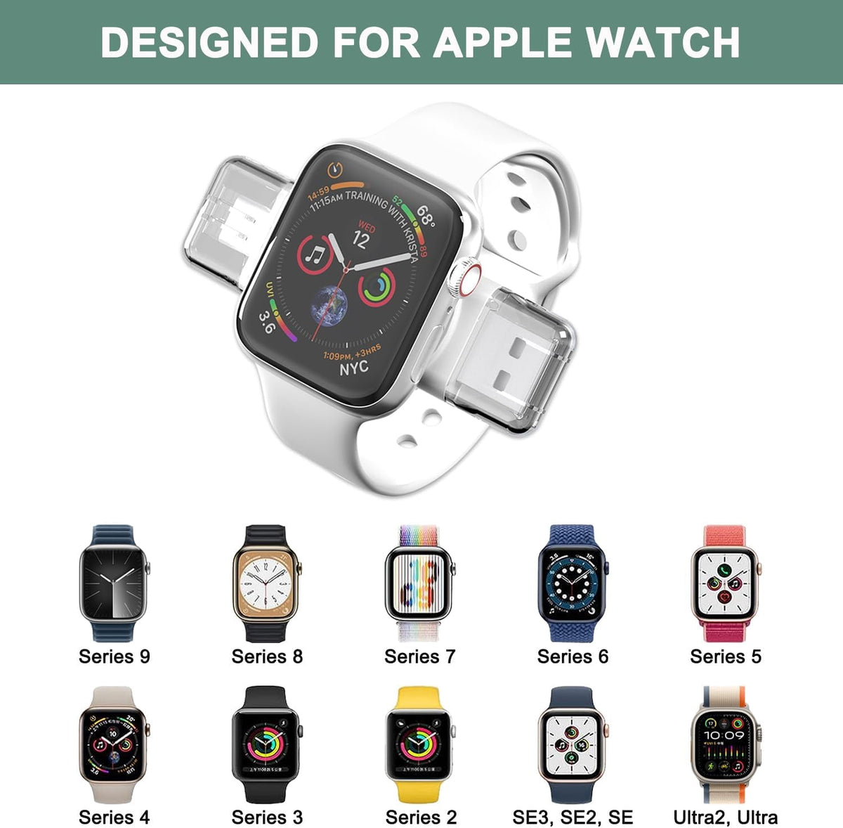 Fits Apple Watch Series 2 through 9, SE, SE2, SE3, Ultra and Ultra 2