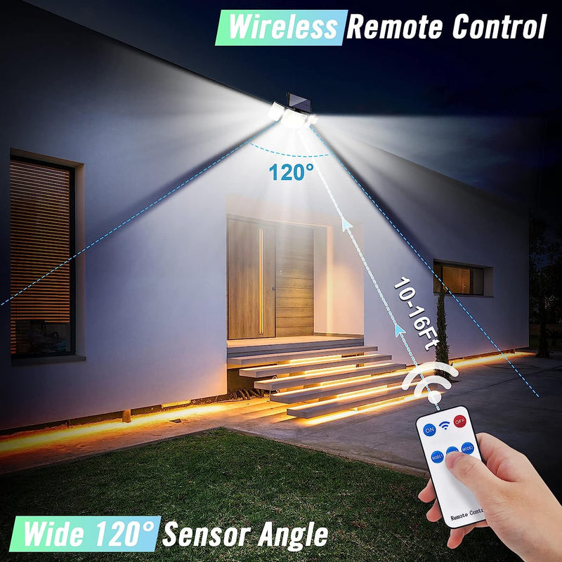 Wireless remote control and 120 degree sensor angle with 10 to 16 ft range